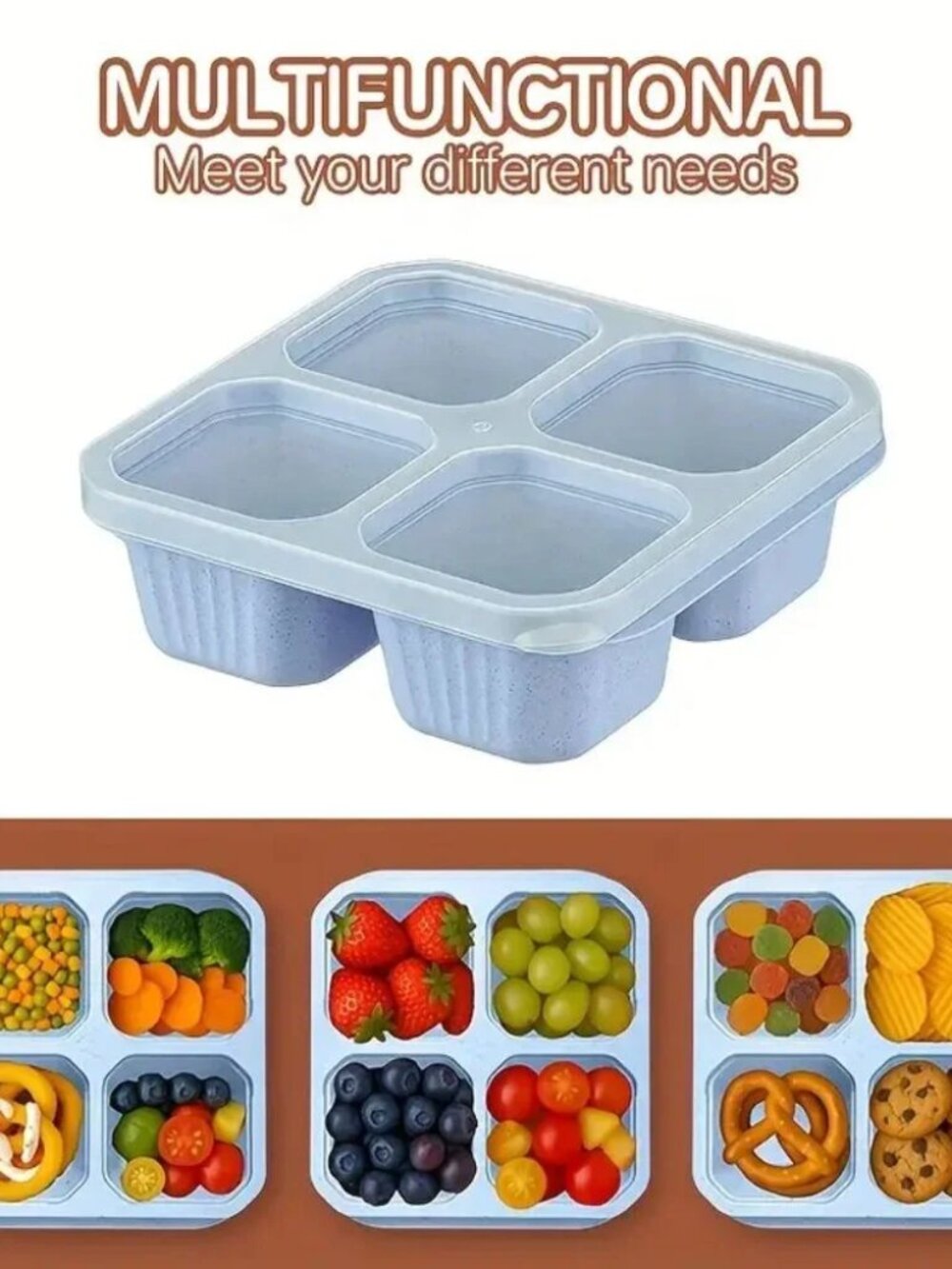 Brand New Light Blue Portable Portion Control Take Along Storage Stackable Set